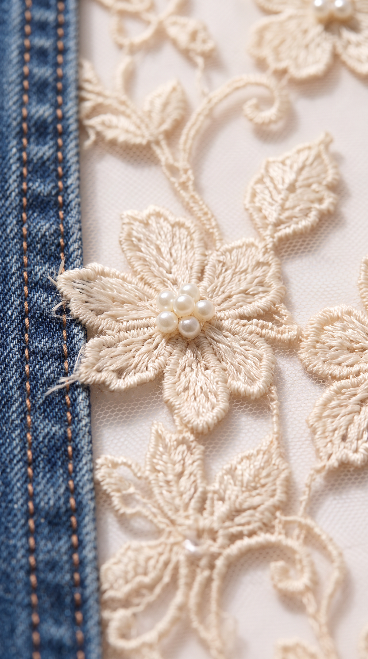 Golden Bloom Lace Flare Jeans