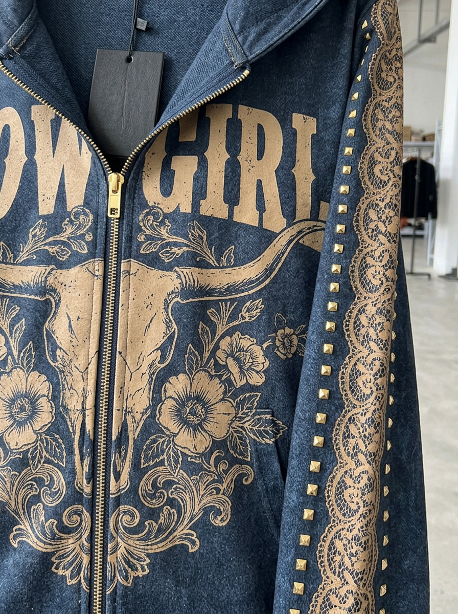 Cowgirl Mask Hoodie emblem detail